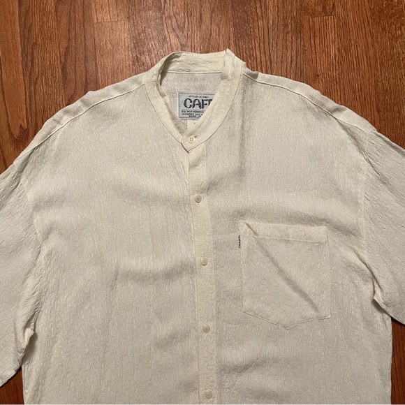 Cafe Styled in Italy ivory textured long sleeve button up shirt size L - Picture 3 of 16